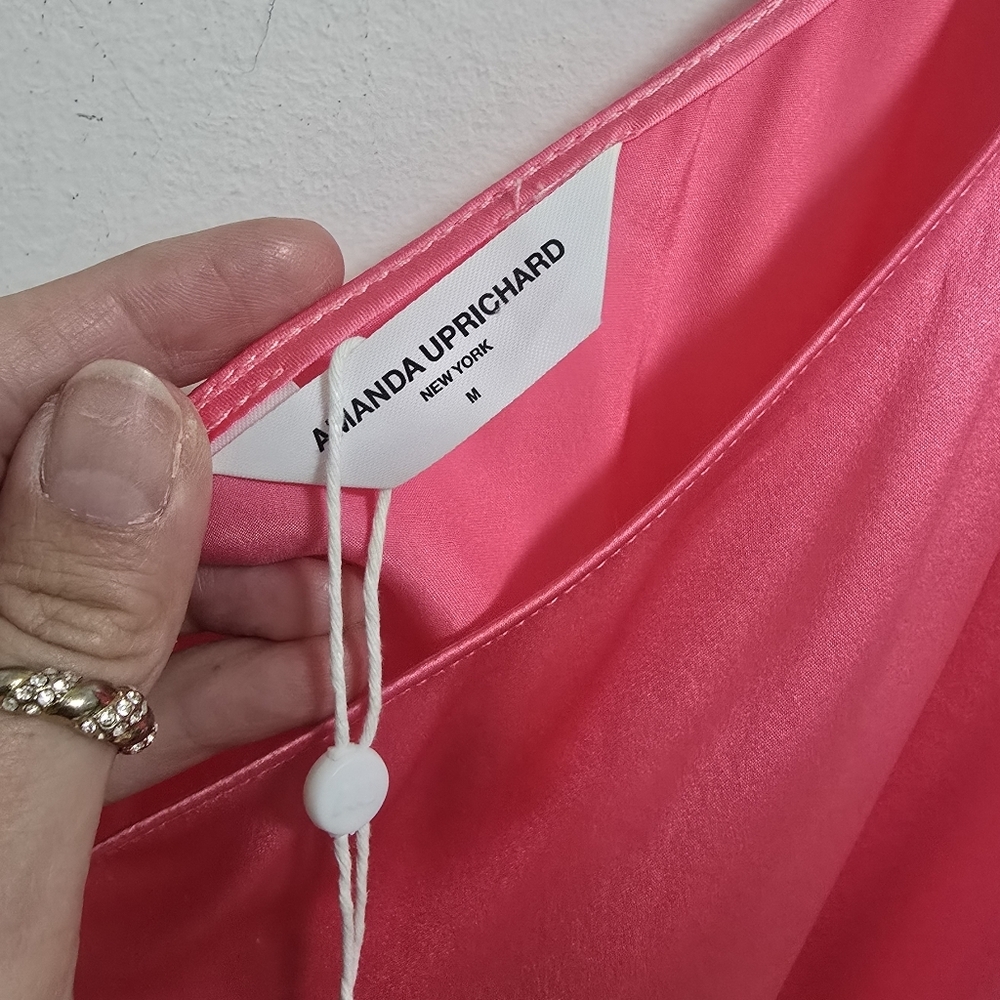 Amanda Uprichard silk Palmira maxi dress in pink ribbon new size M - Picture 6 of 8